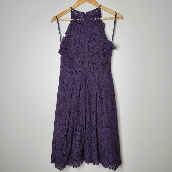 Asos High Neck Halter Lace Dress Navy Size 10 - Picture 6 of 9